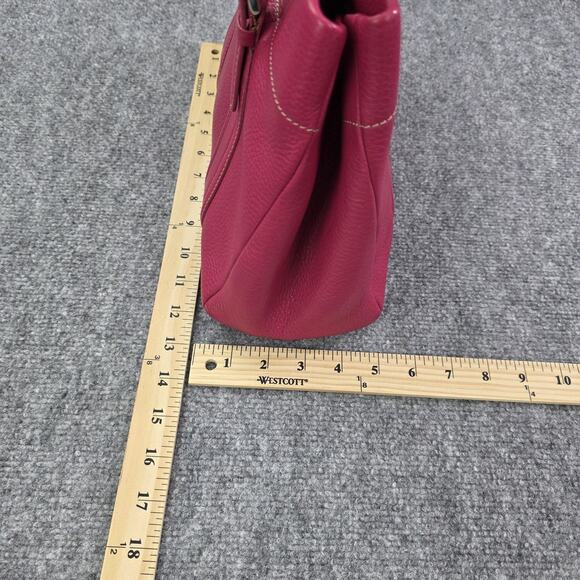 Fossil Pebbled Leather Satchel Bag Womens Fuchsia Pink Tote Handbag 75082 - Picture 14 of 16